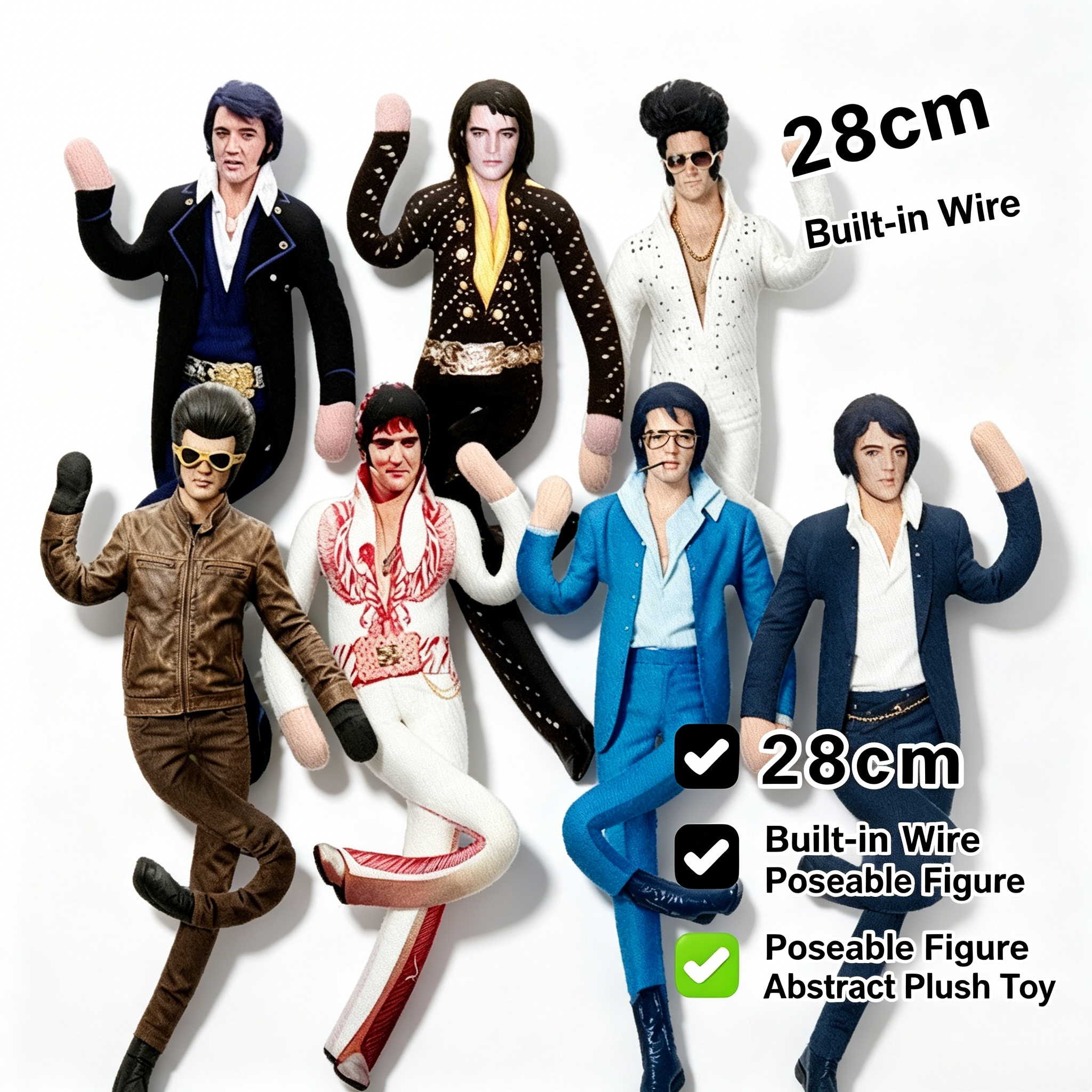 Collectible & Vintage Dolls For Wedding - Elvis Plush Doll Built-in Wire Skeleton