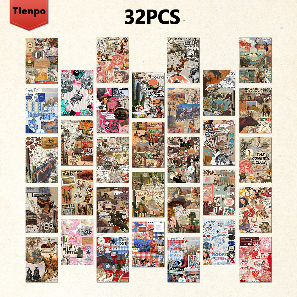 Vintage Collectible Magazines - 32pcs, Vintage magazine collage postcard, birthday/anniversary