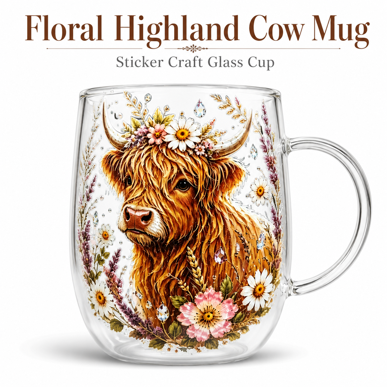 Vintage Highland Cattle Flower - Vintage Collectible Glass review and price