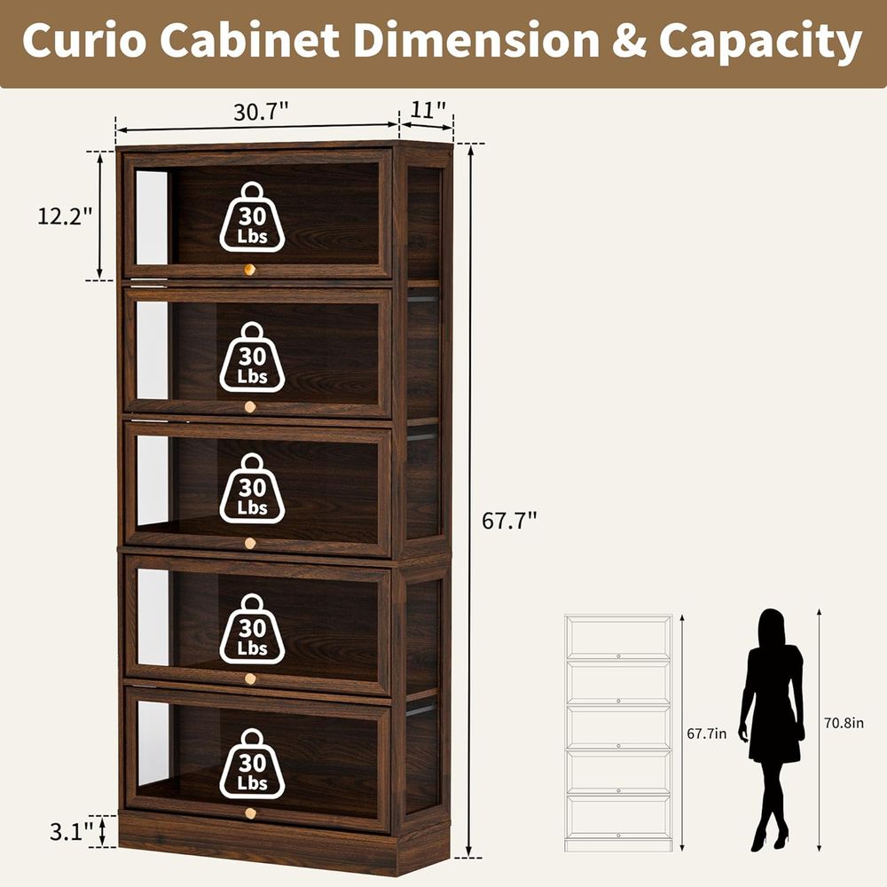 5-Tier Walnut Acrylic Glass Di - Collectible & Vintage Dolls For Wedding review and price