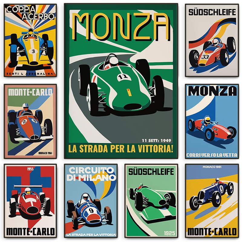 Vintage Monza Racing Poster Cl - Vintage Collectible Furniture review and price
