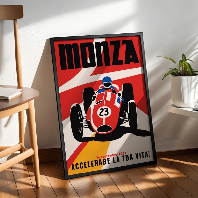Vintage Monza Racing Poster Cl - Vintage Collectible Furniture review and price