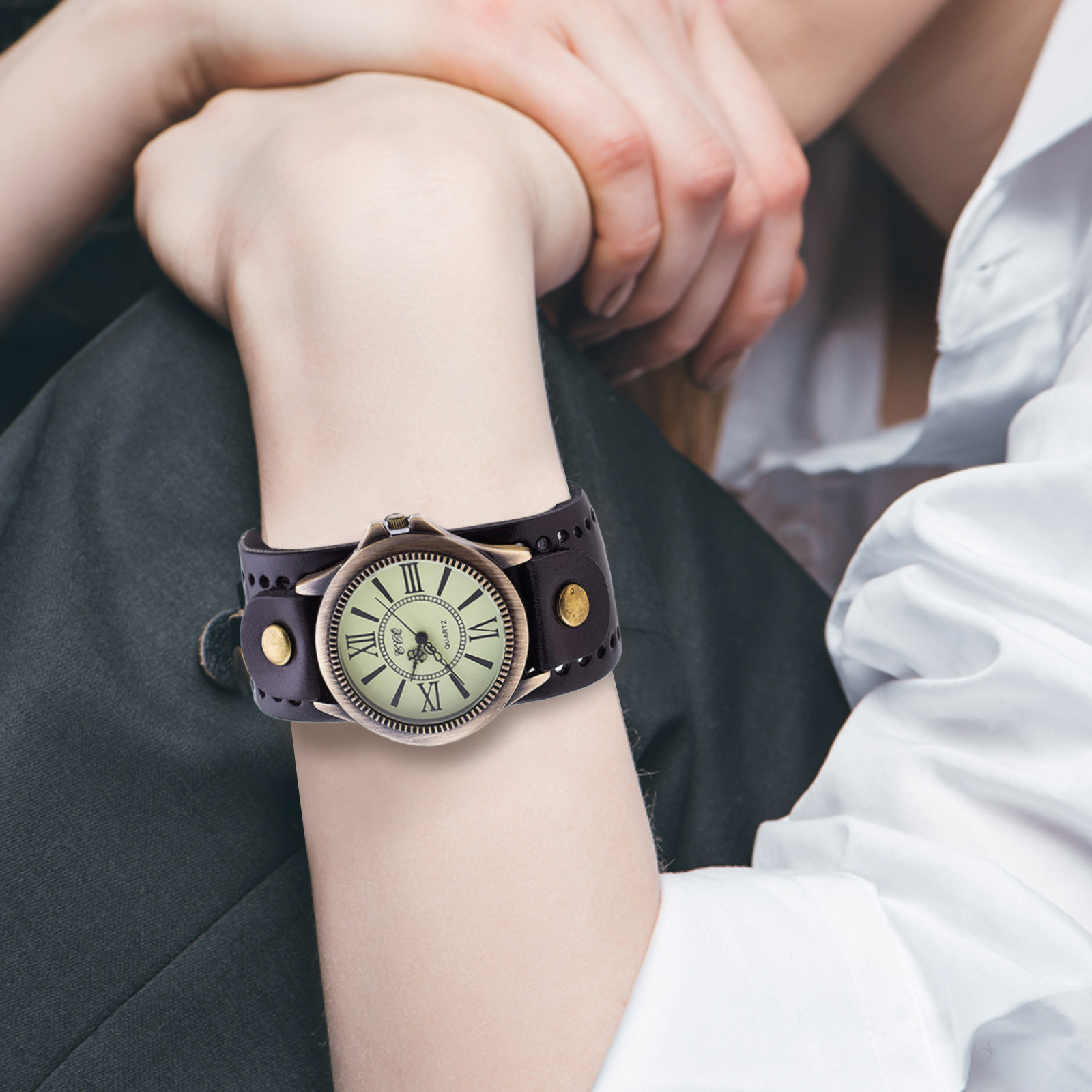 Punk Retro Leather Watch Roman - Vintage Watch Crystal review and price