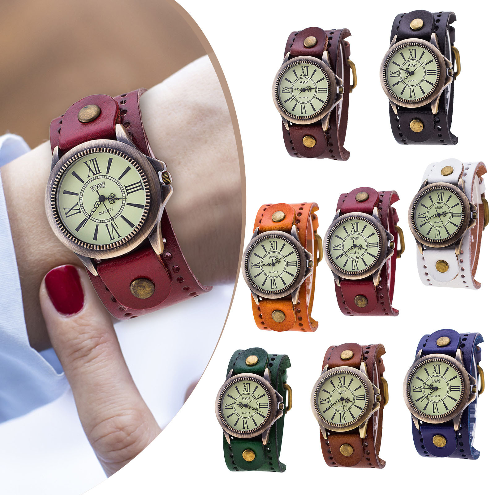 Punk Retro Leather Watch Roman - Vintage Watch Crystal review and price