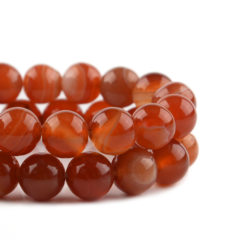 1 Strand Red Striped Agate Nat - Vintage Collectibles For Sale review and price